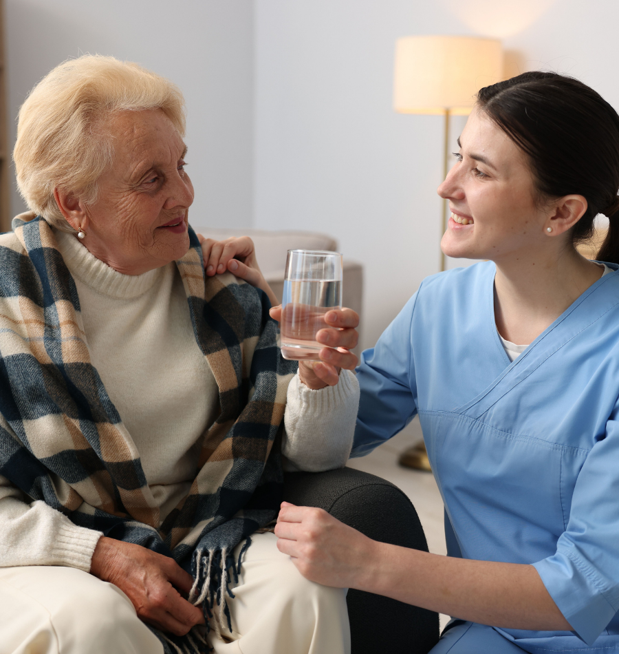 Professional nurse providing community nursing care services to client at home