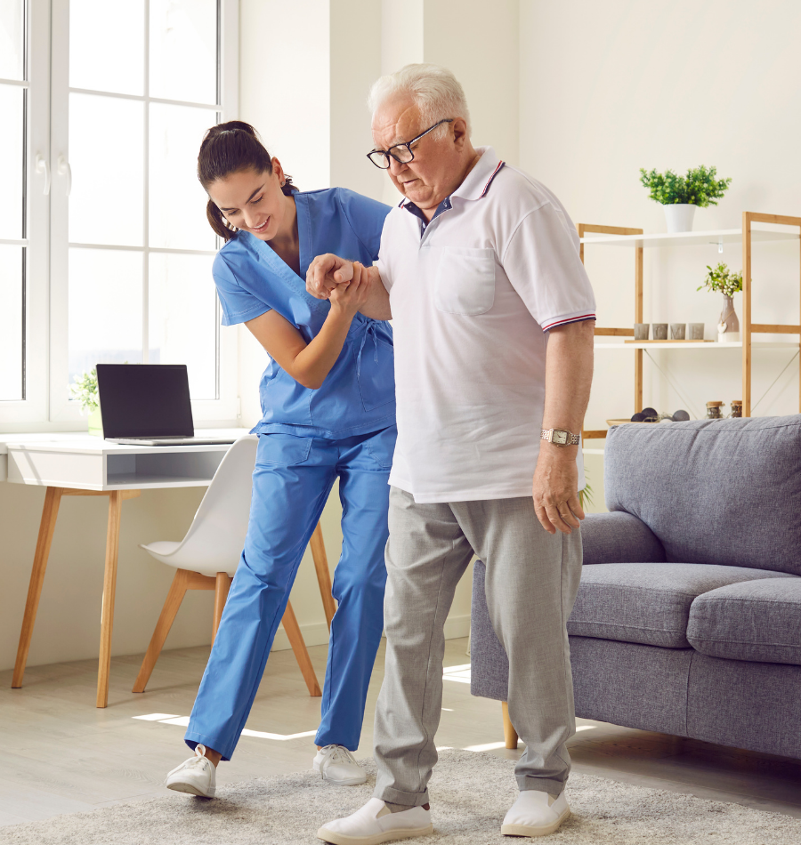 Support worker helping with high intensity daily living activities